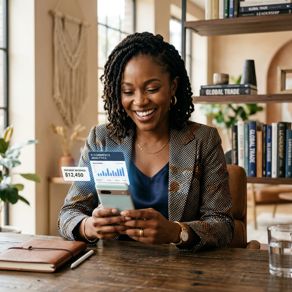 Merchant on smartphone